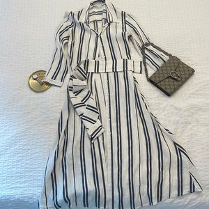 Zara Linen Button Down Midi Dress with 3/4 Sleeves. Size S. Perfect condition.